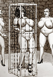After I get my fill of your virgin holes, maybe I'll ship you off to the lesbian wing - Caged women by Badia
