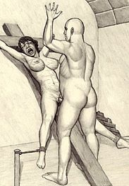 Crucifixion - keep in whipping her tits all day by Badia